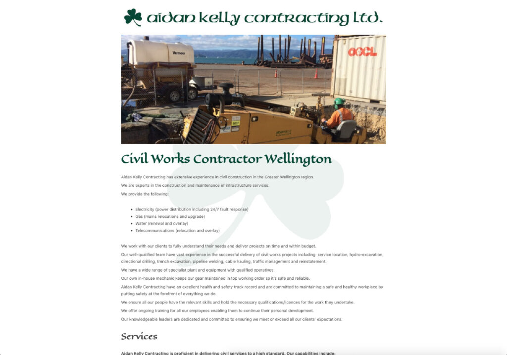 Aidan Kelly Contracting - Built by Firefly Websites