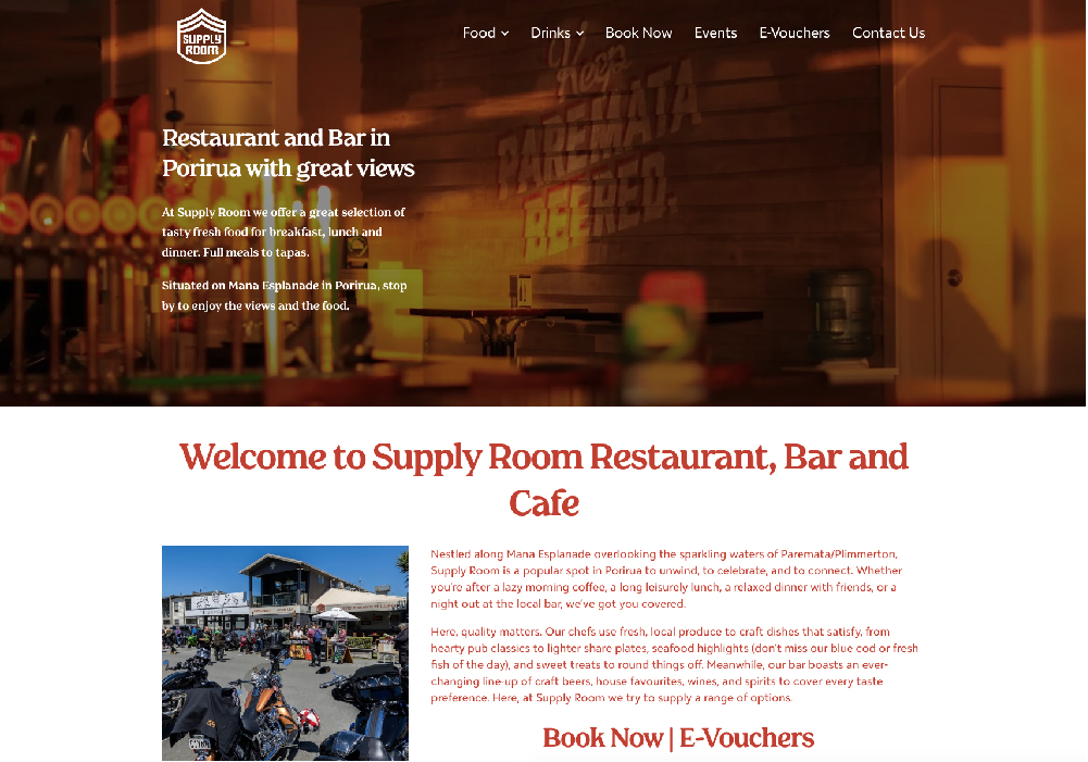 Supply Room - Restaurant and Bar - Built by Firefly Websites