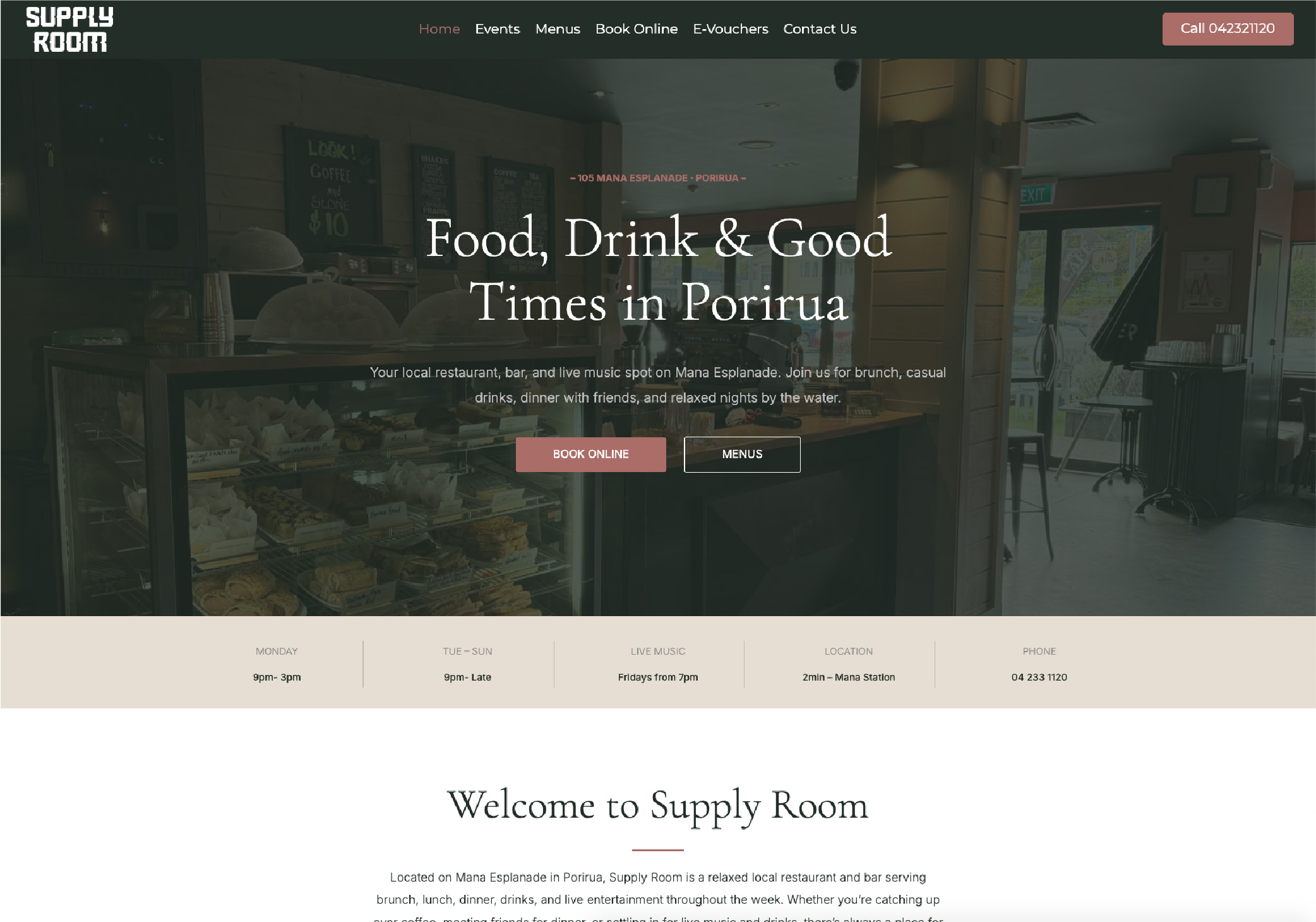 Supply Room - Restaurant and Bar - Built by Firefly Websites