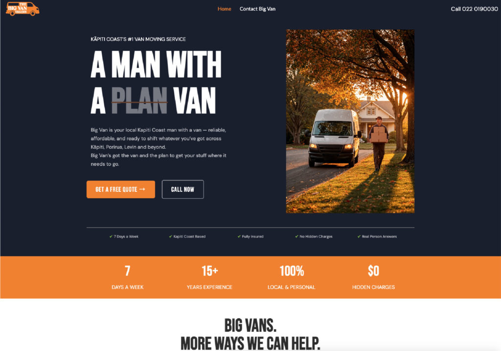 The Big Van Theory - Kapiti Coast's #1 van moving service - Built by Firefly Websites
